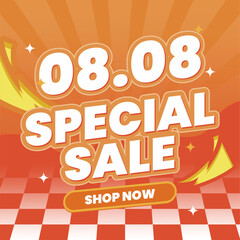 08.08 Special Sale Banner with Bold Text and Energetic Design