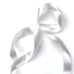 Elegant White Satin Ribbon Swirling Gracefully, A Symbol Of Purity And Sophistication Against A Bright Isolated on Transparent Background