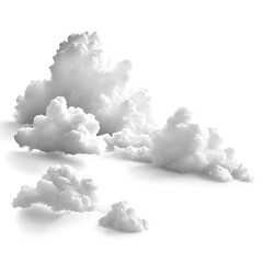 Dreamy Cumulus Clouds Floating Serenely Against A Bright White Sky, A Minimalist Grayscale Study Of Natures Gentle Beauty Isolated on Transparent Background
