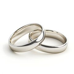 Two Intertwined Wedding Bands Symbolizing Everlasting Love And Commitment, Gleaming With A Polished Silver Shine Against A Bright White Backdrop Isolated on Transparent Background