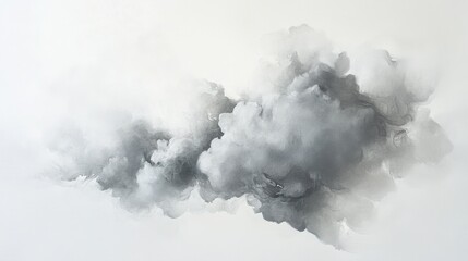 Obraz premium A soft, abstract illustration of gray clouds blending seamlessly into a light background, evoking a serene, ethereal atmosphere.