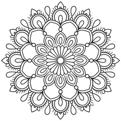 Mandala Design Vector, Black Silhouette Mandala Design