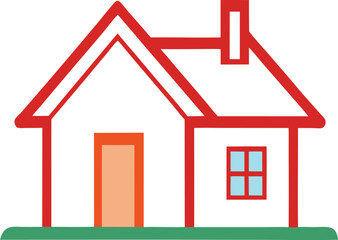 Single-house vector line art  isolated on transparent background