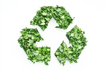 Recyclable Symbol Made of Lush Green Leaves