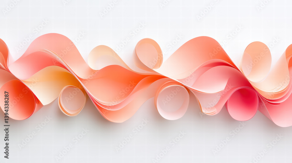 Poster artistic paper flow: delicate swirls of pastel-colored paper create a fluid and artistic display, in