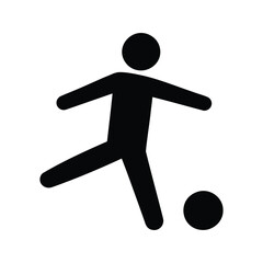 Soccer Stick Figure Player Kicking Ball Silhouette Vector Illustration