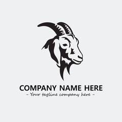 Head of goat illustration black and white for logo company vector image
