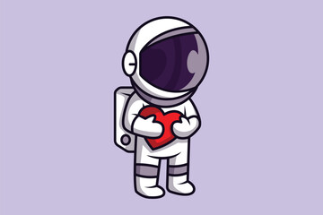 Obraz premium Astronaut Birthday Character Illustration Holding Heart-shaped Gift