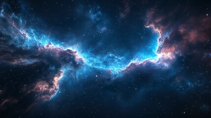 Naklejka premium Stunning Cosmic Landscape with Vibrant Colors and Starry Background