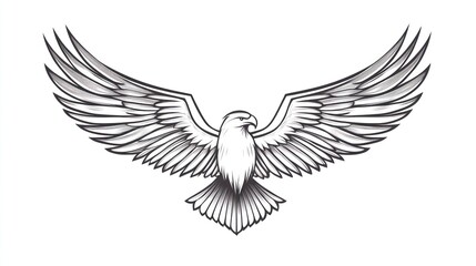 Obraz premium Majestic eagle in flight, stylized graphic art, powerful image