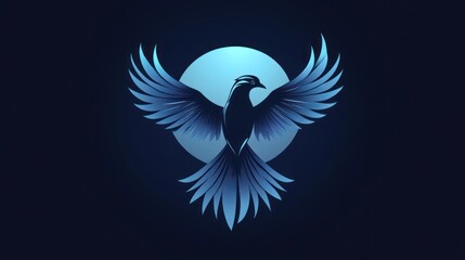 Fototapeta premium Stylized bird in flight, moon background, graphic design, possible use in branding, logo, or poster