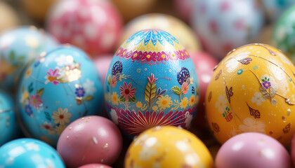 Fototapeta premium Colorful Decorated Easter Eggs – Festive Spring Holiday Celebration