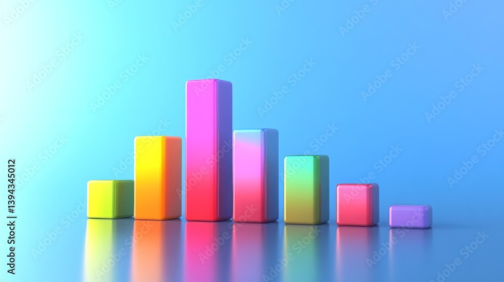 Aufkleber a d bar graph with a clear upward trend, featuring a gradient of colors from red to green, symbolizi