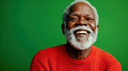 Joyful Senior Portrait: A cheerful and dignified senior man, exudes warmth and approachability, beaming with a genuine smile that brightens up any moment.