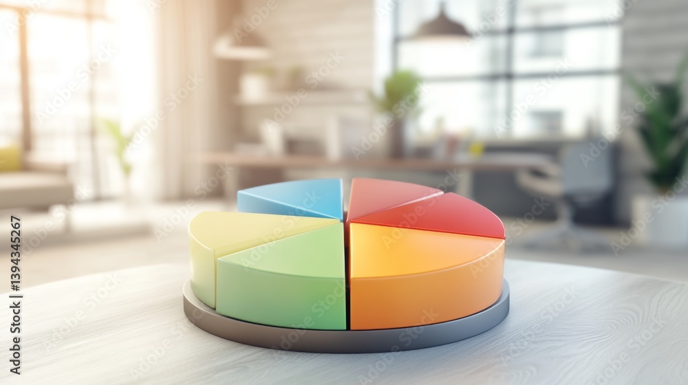 Leinwandbilder a d pie chart with a smooth finish, showcasing colorful segments representing customer demographics,