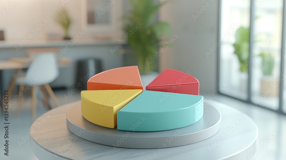 Aufkleber a d pie chart with a smooth finish, showcasing colorful segments representing customer demographics,