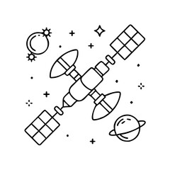 space station icon, space station vector illustration-simple illustration of space station, perfect for space station logos and icons