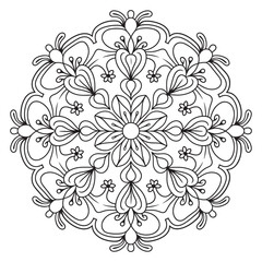 Mandala Design Vector, Black Silhouette Mandala Design
