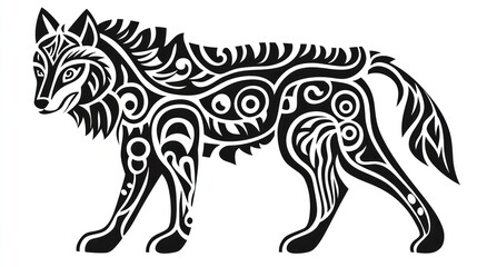 Fototapeta premium Tribal wolf silhouette design, use for tattoo, print or website