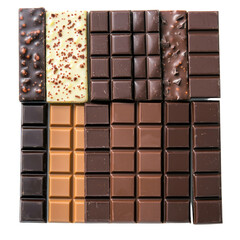 Assorted Chocolate Varieties Arranged in an Aesthetic Pattern