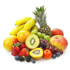 Vibrant fresh fruit arrangement under studio lights indoor setting photography colorful display bright concept