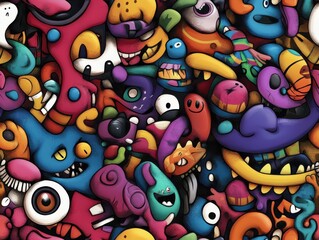Obraz premium Doodle of Colorful Cute Monster. Illustration Art