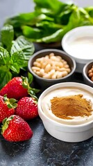 Delicious Strawberry Yogurt Bowl with Cinnamon and Nuts