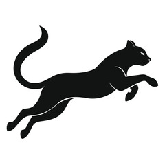 Silhouette of Leaping Black Panther Feline Predator in MidAir Wildlife