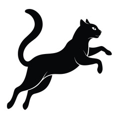Leaping Black Cat Silhouette Graceful Feline, Playful Kitten, Simple Design, Animal Icon