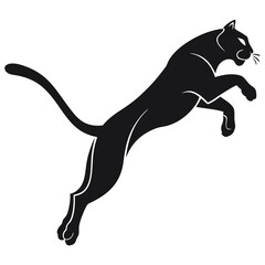 Black Panther Silhouette, Leaping, Feline Predator, Wildlife Symbol, Powerful Design