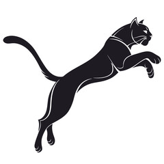 Silhouette of Leaping Black Panther, Powerful Feline, Elegant and Dynamic Design