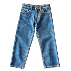 Classic Blue Denim Jeans on White Background for Fashion Display