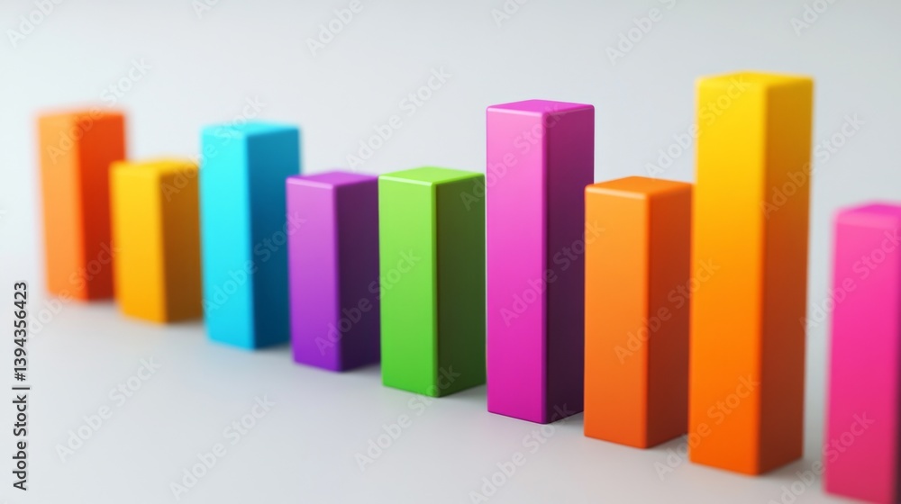 Leinwandbilder a close-up of a business bar graph with gradient-colored bars representing quarterly profits, set ag