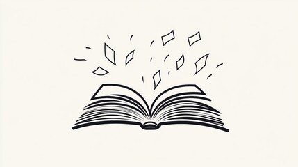 Open book with flying pages, educational concept, inspirational