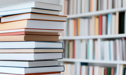 Pile of Books on a Wooden Table-generative ai