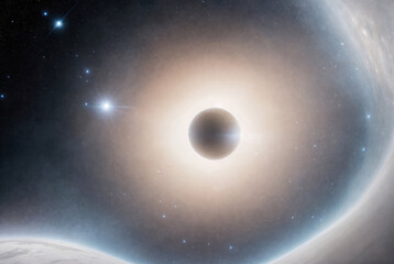 A view from space of a spiral galaxy and stars. Universe filled with stars, nebula and galaxy