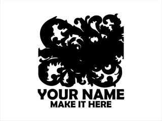 Fototapeta premium Intricate baroque floral pattern silhouette and batik logo vector design