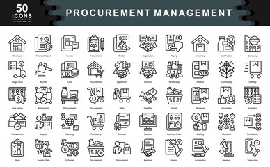 Procurement Management icon collection set. Simple line vector illustration.
