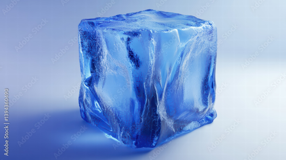 Poster a crystal cube of pristine coldness: a captivating artistic rendering of a flawless ice cube, radiat