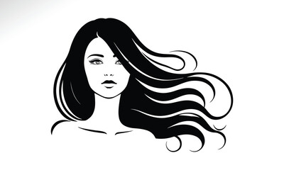 Vector art of girl face silhouette, clean black and white beauty spa theme, great for wellness logo, product branding, salon flyers, or skincare label designs