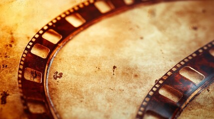 Aged Film Reel on Grunge Background