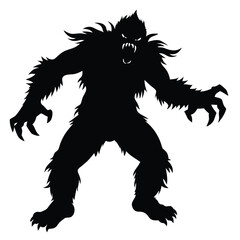 Yeti Silhouette Vector | Mythical Snow Creature Design

