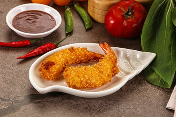 Crispy breaded golden fried prawns