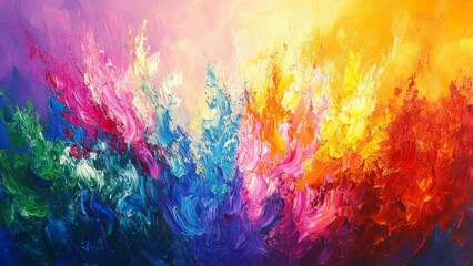 Fototapeta premium Vibrant Colorful Abstract Painting with Impasto Texture