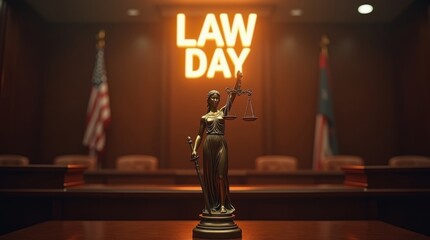 Law day celebration courtroom setting legal event professional environment focus on justice concept