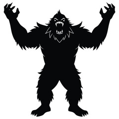 Fototapeta premium Yeti Silhouette Vector | Mythical Snow Creature Design