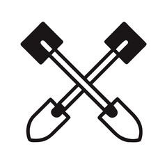 Crossed Shovels Construction Tools Icon Design