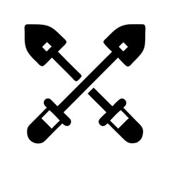 Crossed Shovels Construction Tools Icon Design
