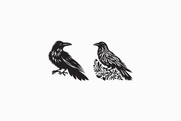 A Common Raven bird vector silhouette image made by adobe illustrator. eps