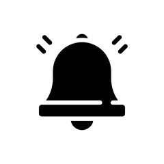Black Filled Bell Icon with Small Ringing Lines on Top Sides